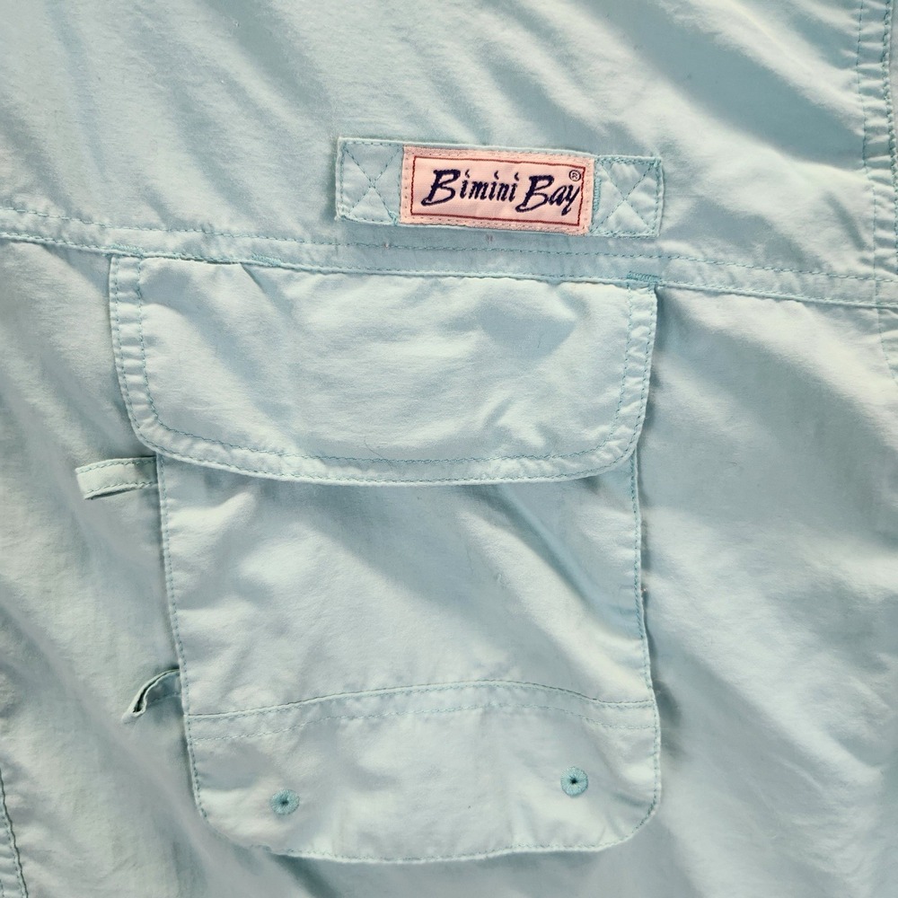 Bimini Bay Shirt Men's 3XL Light Blue Short Sleeve Button Down Vented Fishing - Picture 2 of 9
